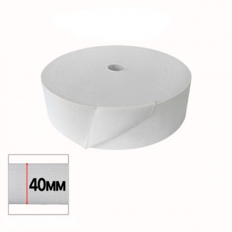 Резинка 40 мм Біла (40 м)